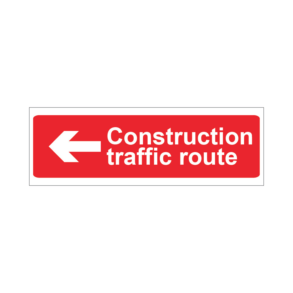 Construction Traffic Route Arrow Left Sign - 600mm x 200mm - 1mm Rigid Plastic