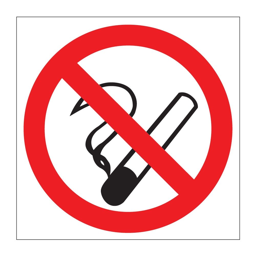 No Smoking Symbol Sign - 75mm x 75mm