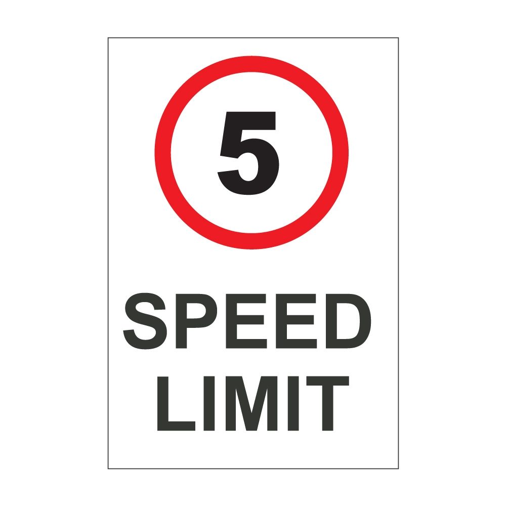 Speed Limit 5mph Sign - 450mm x 450mm - 1mm Rigid Plastic