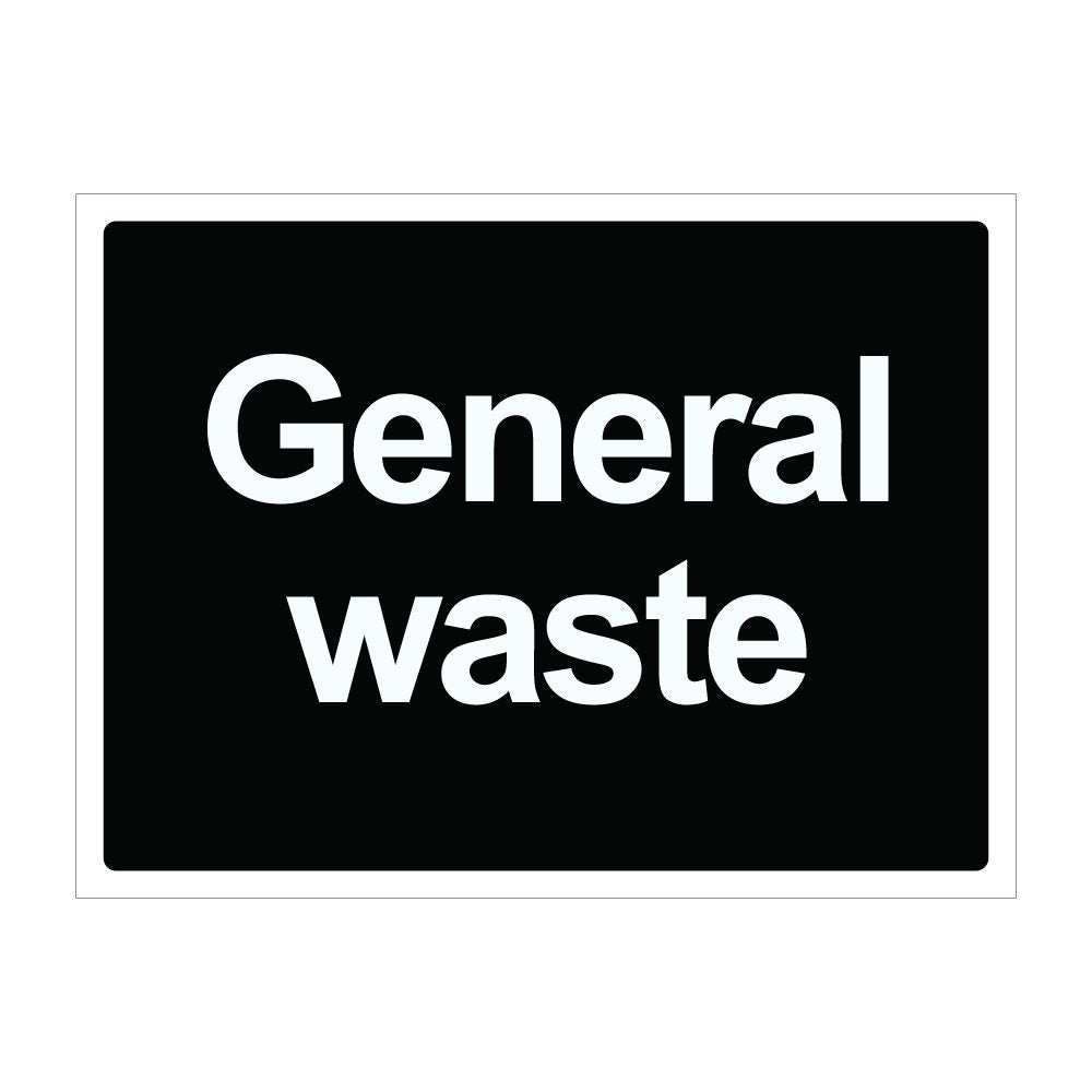 General Waste Sign - 600mm x 450mm - 1mm Rigid Plastic