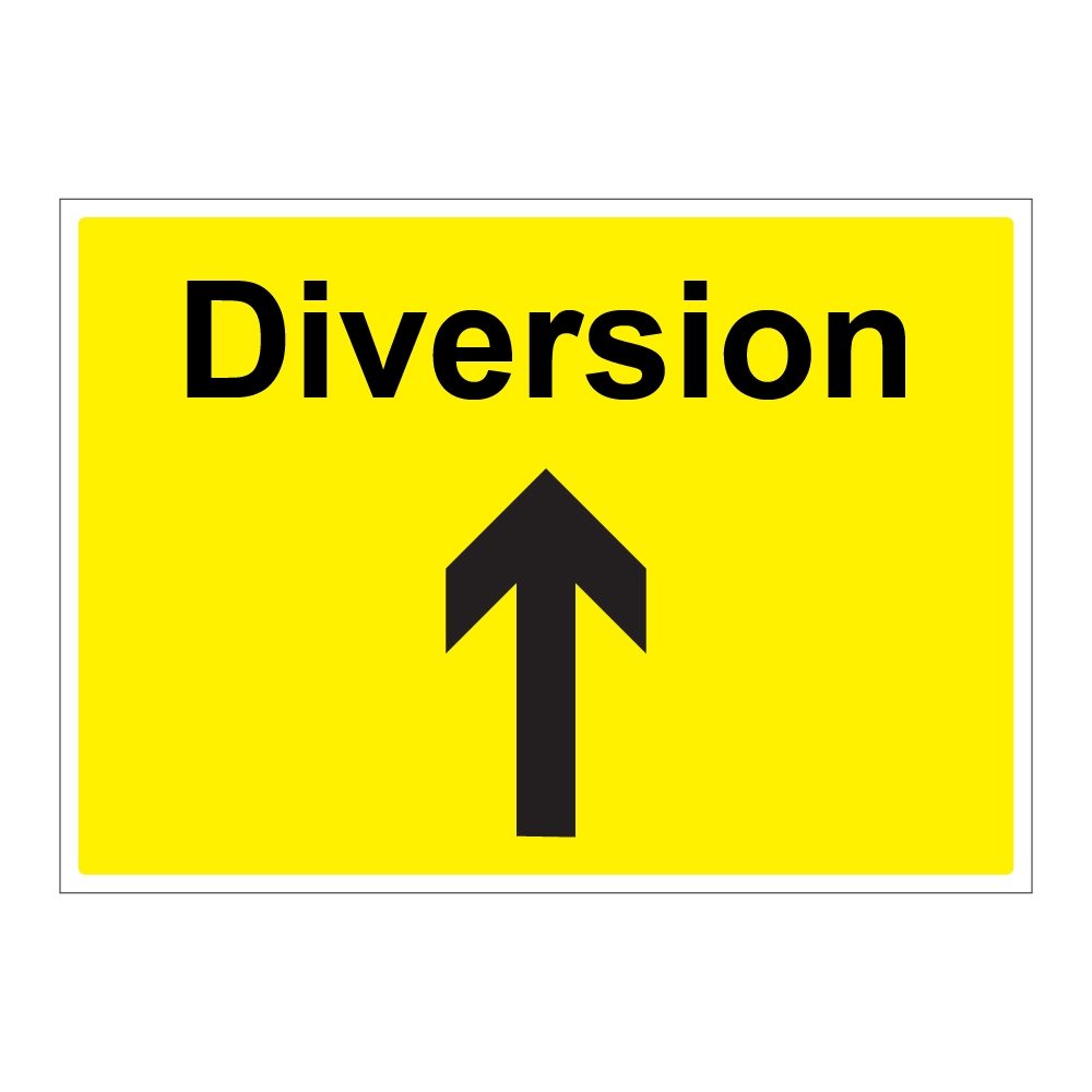 Diversion Arrow Ahead Sign - 1050mm x 750mm - Zintec