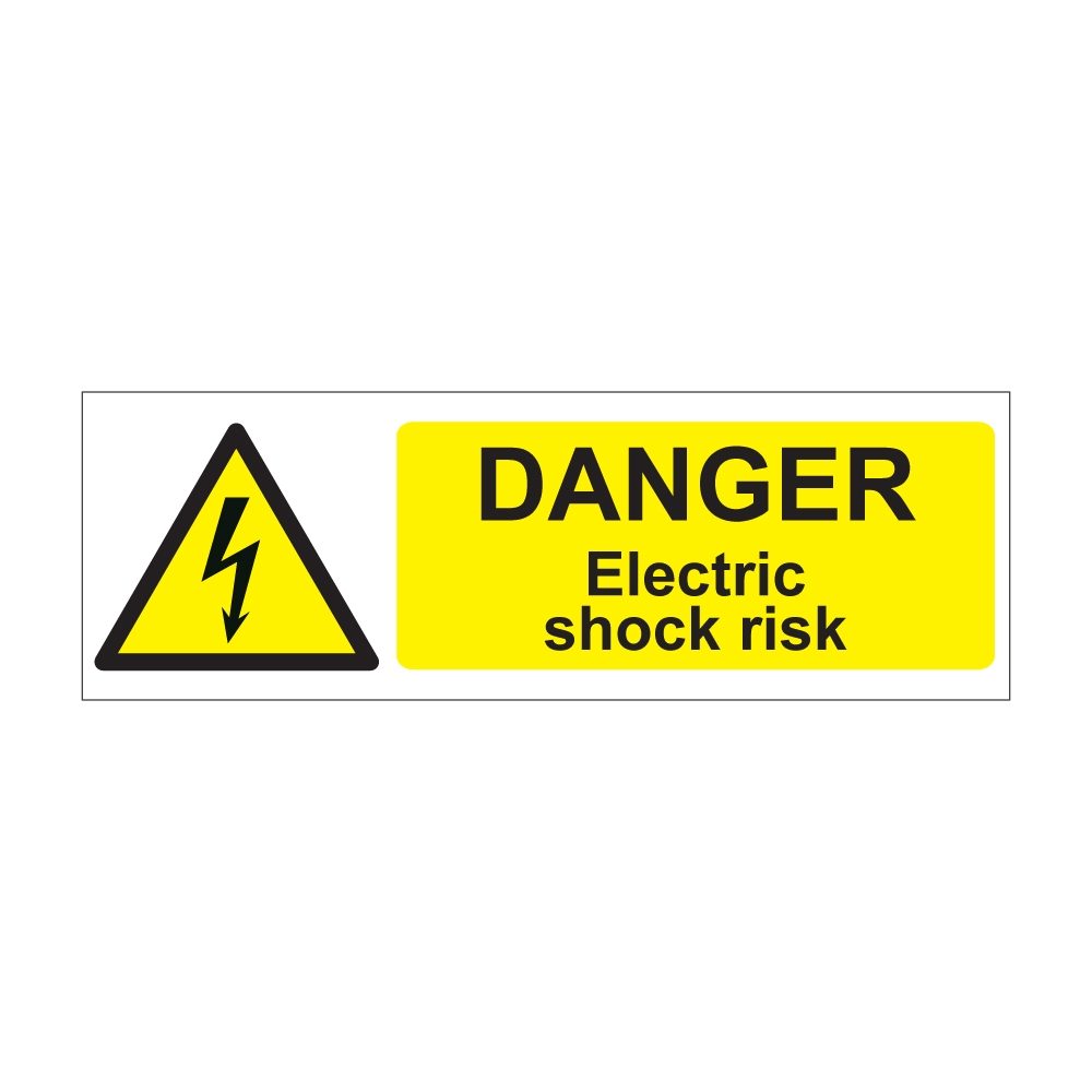 Danger Electric Shock Risk Sign - 600mm x 200mm - 1mm Rigid Plastic