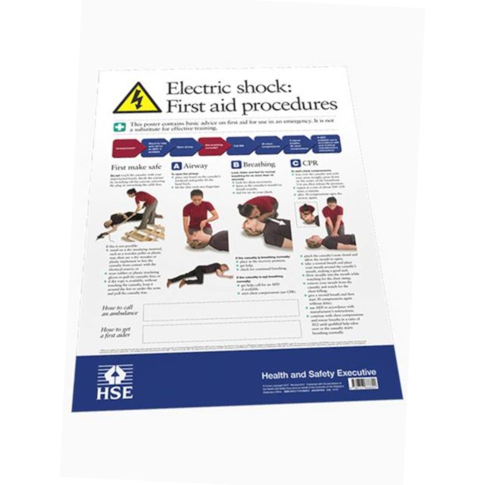 Electric Shock - First Aid Procedures Laminated Poster - 297mm x 420mm