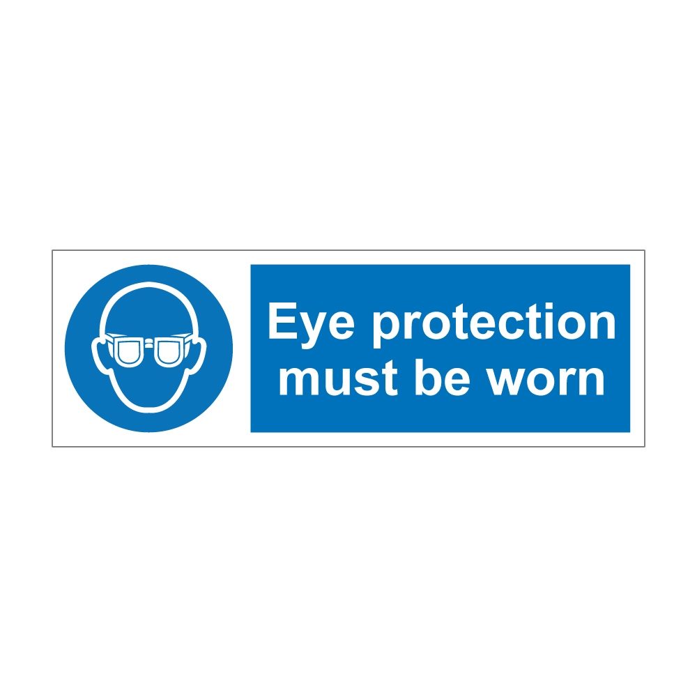 Eye Protection Must Be Worn Sign - 300mm x 100mm - Self Adhesive Vinyl