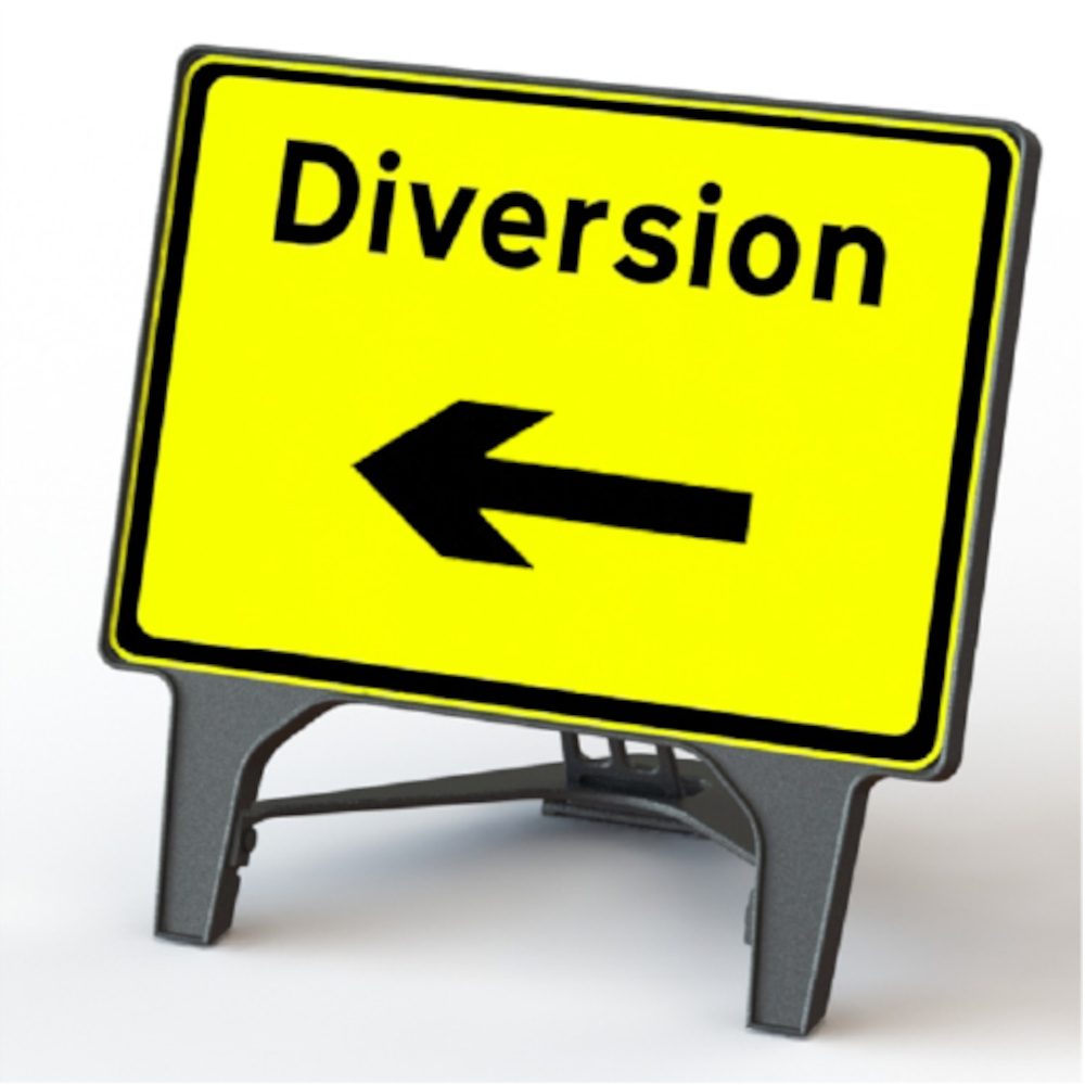 Melba Q-Sign - Diversion Left - 1050 x 750mm