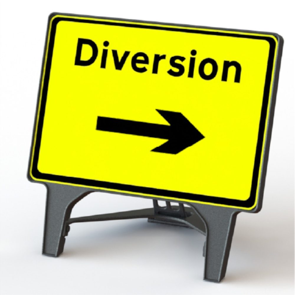 Melba Q-Sign - Diversion Right - 1050 x 750mm