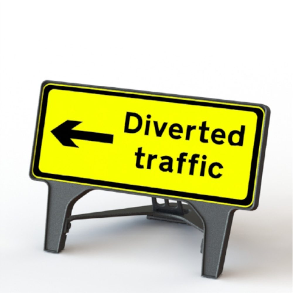 Melba Q-Sign - Diverted Traffic Left - 1050 x 450mm