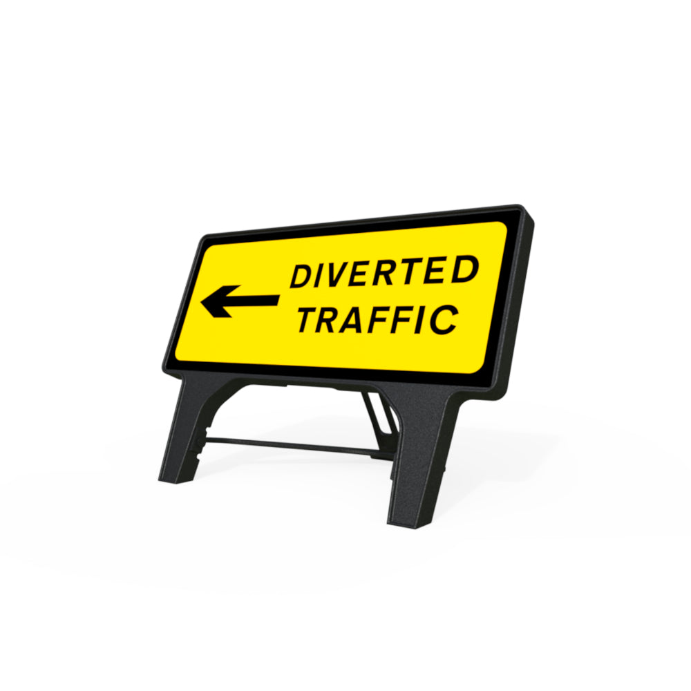 Melba Q-Sign - Diverted Traffic Left - 1050 x 450mm