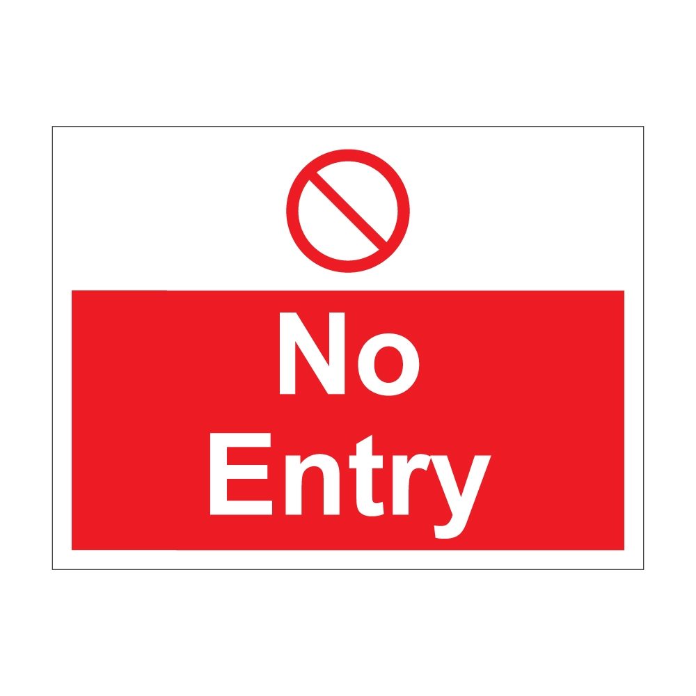 No Entry Sign - 600mm x 450mm - 1mm Rigid Plastic