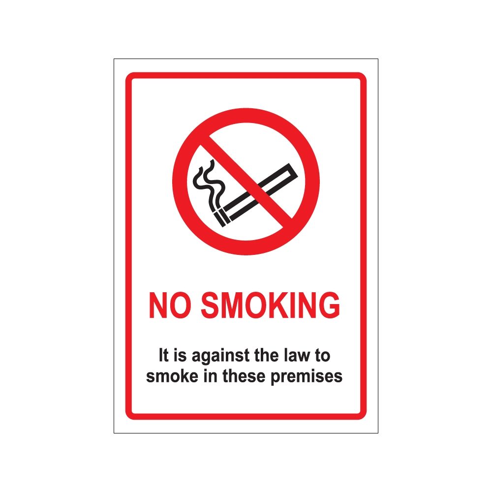 No Smoking Law - 210mm x 148mm - Window Sticker (Reverse Printed On Clear Vinyl)