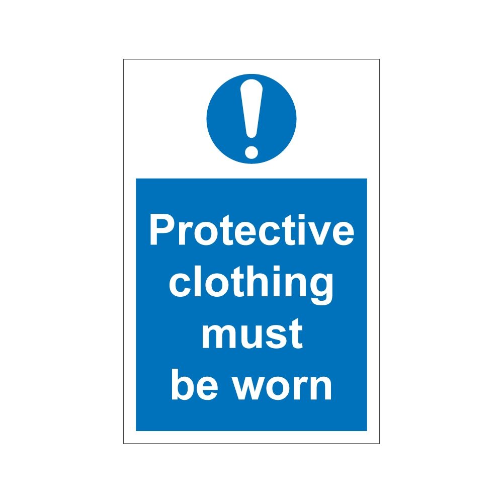 Protective Clothing Must Be Worn Sign - 200mm x 300mm - 1mm Rigid Plastic