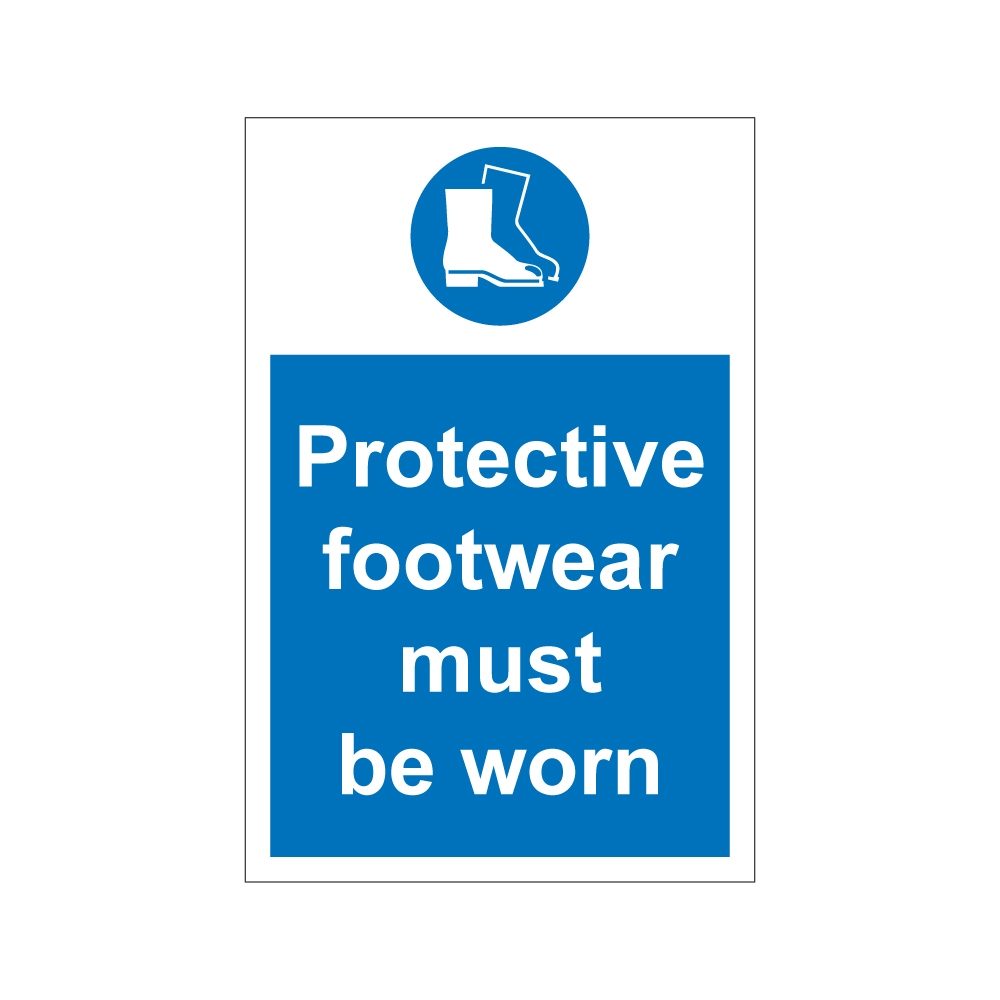 Protective Footwear Must Be Worn Sign - 200mm x 300mm - 1mm Rigid Plastic