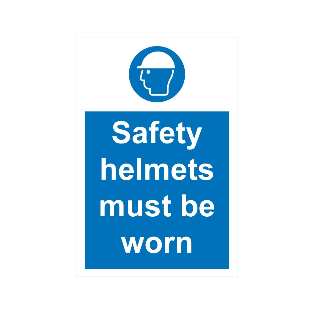 Safety Helmets Must Be Worn Sign - 200mm x 300mm - 1mm Rigid Plastic