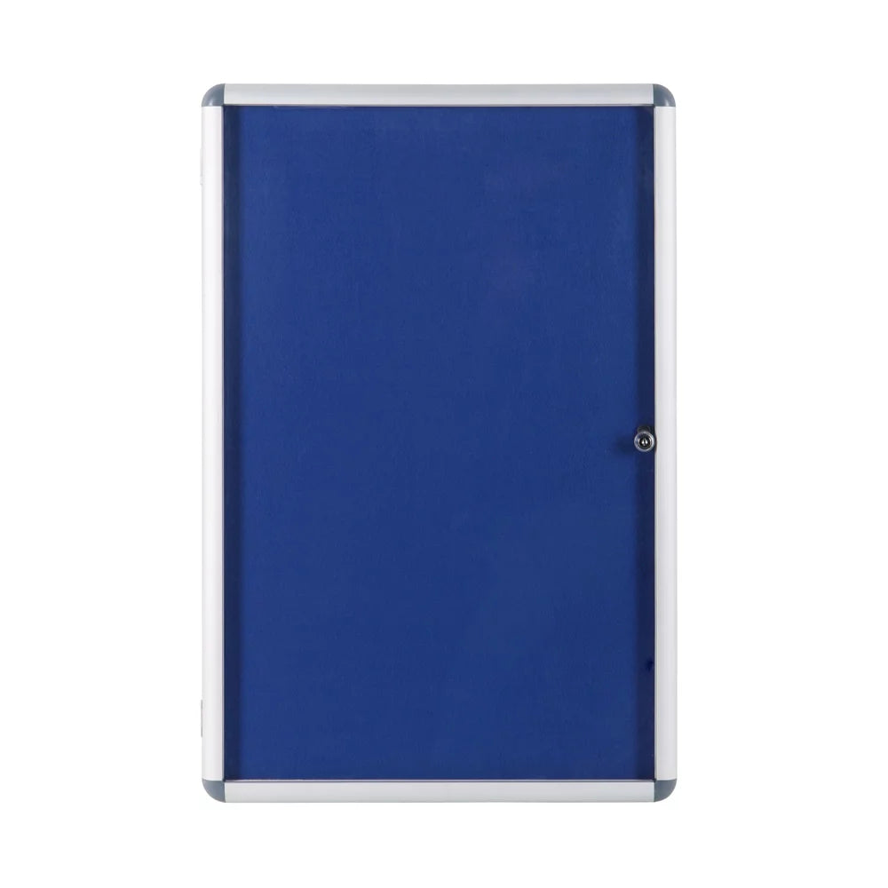 Silver Lockable Notice Board Blue