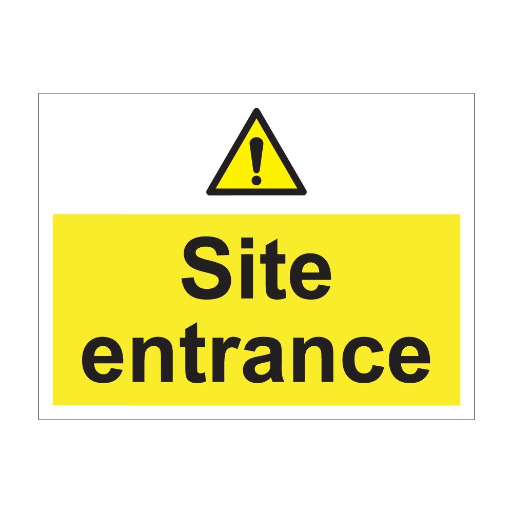 Site Entrance Sign - 600mm x 450mm - 1mm Rigid Plastic