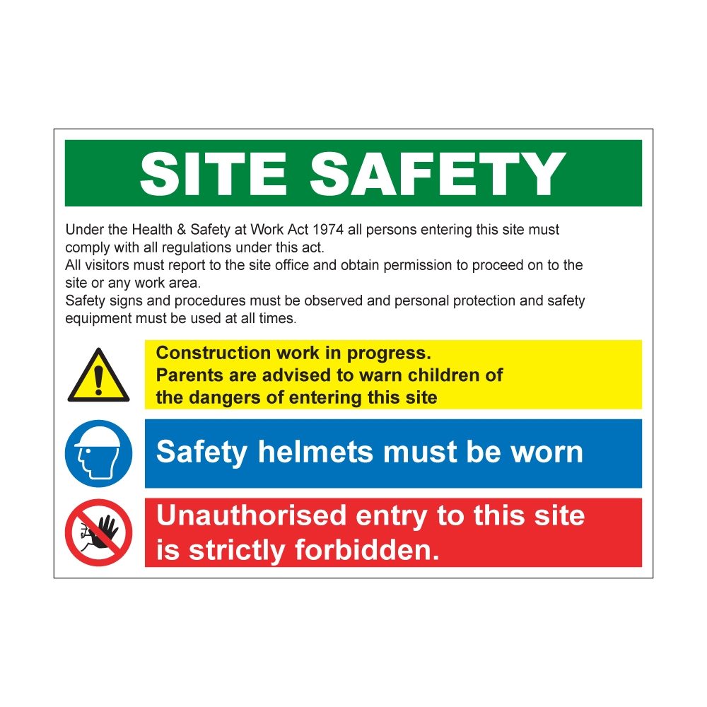 Site Safety Rules Board - 800mm x 600mm - 3mm Foamex