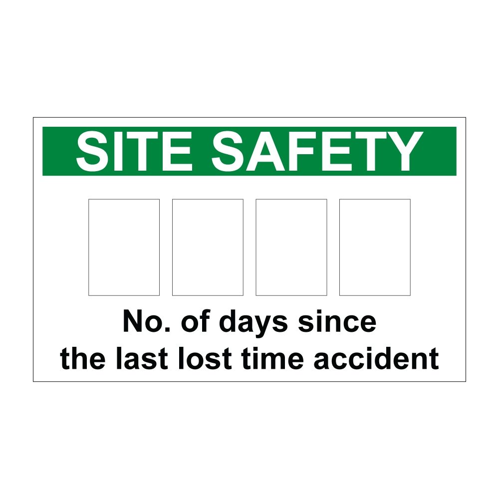 Site Safety Time Lost Signboard - 900mm x 550mm - 3mm Foamex