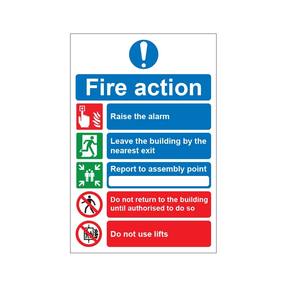 Fire Action Sign - Raise Alarm - 200mm x 300mm - 1mm Rigid Plastic